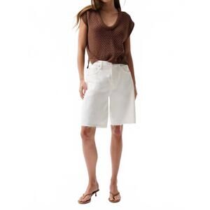PISTOLA Nolan Relaxed Long Denim Shorts Paper White Size 25 NWT